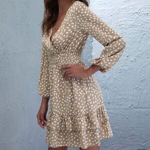 SHEIN Tan Polka Dot Dress